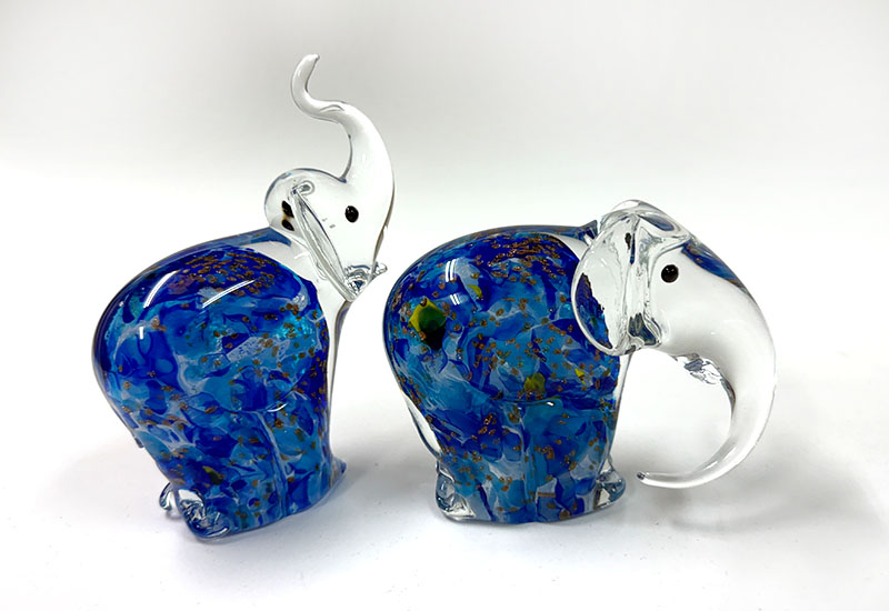 吉象成雙-藍色片 玻璃擺飾